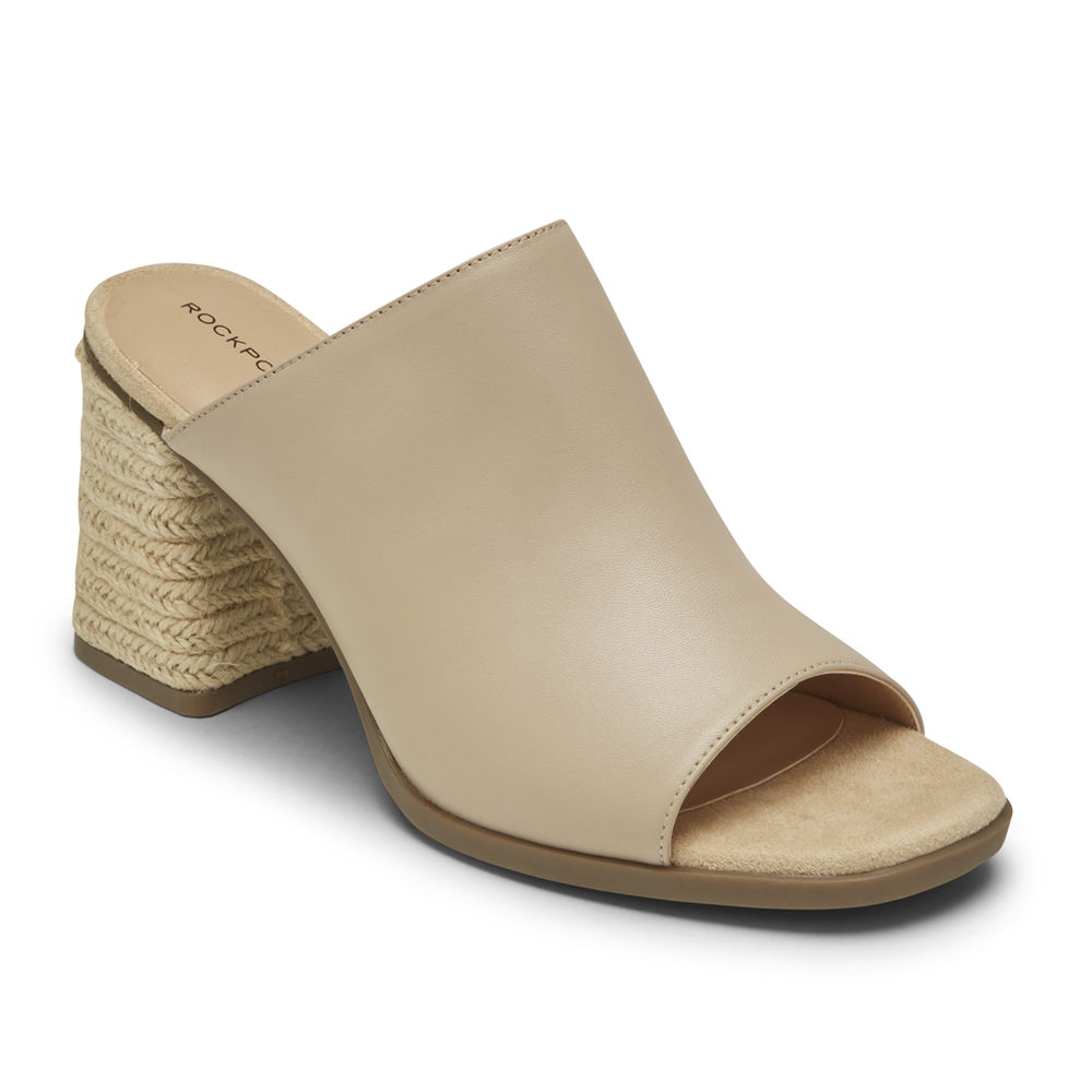 Rockport Singapore Womens Slides - Total Motion Amara Beige - JS0239148